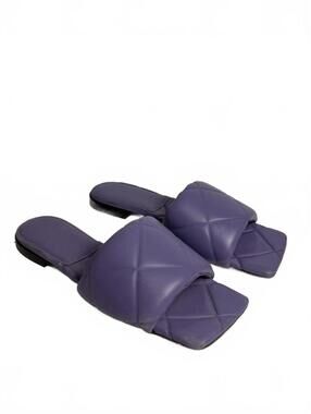 Bottega Veneta Padded Flat Sandals Purple Leather SZ 36.5 Good